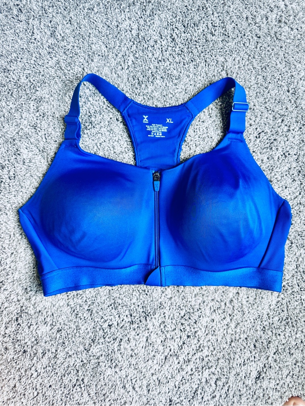 Xersion Royal Blue Front-Zip Racerback Sports Bra - Picture 1 of 5